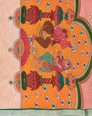 Red Linen Printed Kalamkari Saree 