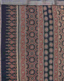 Dark Grey Linen Printed Saree 