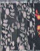 Dark Grey Linen Floral Printed Saree 