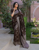 Brown Silk Woven Banarasi Saree