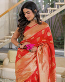 Red Silk Woven Banarasi Saree