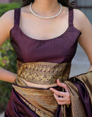 Wine Silk Woven Kanjivaram Saree
