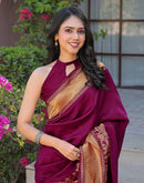 Purple Silk Woven Kanjivaram Saree