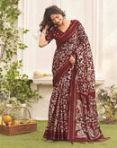 Maroon Silk Printed Kalamkari Saree