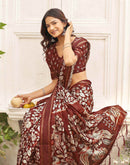 Maroon Silk Printed Kalamkari Saree