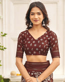 Maroon Silk Printed Kalamkari Saree