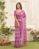 Dusty Mauve Linen Printed Saree