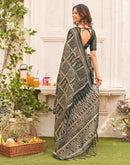 Dark Grey Shimmer Silk Printed Saree