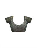 Dark Grey Shimmer Silk Printed Saree