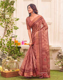 Dusty Rose Pink Shimmer Silk Printed Saree