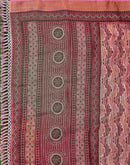 Dusty Rose Pink Shimmer Silk Printed Saree
