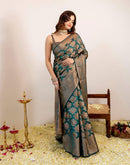 Rama Green Silk Woven Banarasi Saree