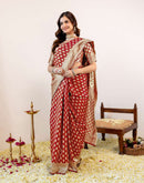 Maroon Silk Woven Banarasi Saree