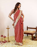 Maroon Silk Woven Banarasi Saree