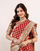 Maroon Silk Woven Banarasi Saree