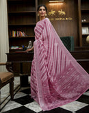Light Pink Linen Printed Saree