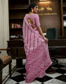 Light Pink Linen Printed Saree