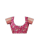 Magenta Silk Floral Printed Woven Border Saree