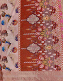 Light Pink Silk Floral Printed Woven Border Saree