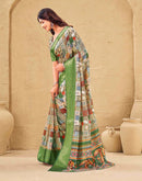 Multicoloured Silk Printed Woven Border Saree