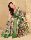 Multicoloured Silk Printed Woven Border Saree