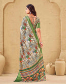 Multicoloured Silk Printed Woven Border Saree