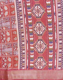 Rust Silk Printed Woven Border Saree