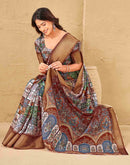 Multicoloured Silk Printed Woven Border Saree