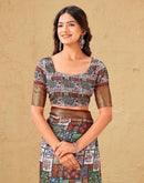 Multicoloured Silk Printed Woven Border Saree