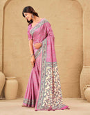 Dusty Pink Silk Bandhani Printed Saree