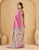 Dusty Pink Silk Bandhani Printed Saree
