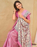 Dusty Pink Silk Bandhani Printed Saree