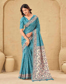 Blue Silk Bandhani Printed Saree
