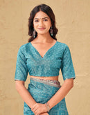 Blue Silk Bandhani Printed Saree