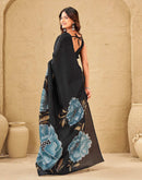 Black Khadi Floral Printed Saree