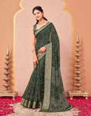 Green Georgette Bandhani Printed Saree