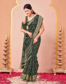 Green Georgette Bandhani Printed Saree