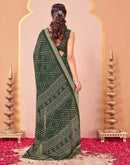 Green Georgette Bandhani Printed Saree