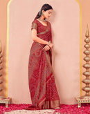 Red Georgette Bandhani Printed Saree