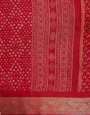 Red Georgette Bandhani Printed Saree