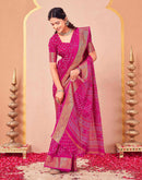 Rani Pink Georgette Bandhani Printed Saree