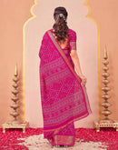 Rani Pink Georgette Bandhani Printed Saree
