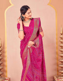 Rani Pink Georgette Bandhani Printed Saree