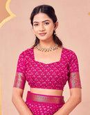 Rani Pink Georgette Bandhani Printed Saree