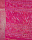 Rani Pink Georgette Bandhani Printed Saree