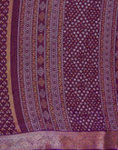 Wine Georgette Bandhani Printed Saree