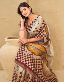 Beige Khadi Printed Saree