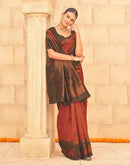 Dark Orange Silk Woven Banarasi Saree