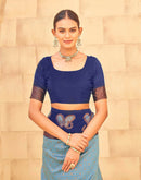 Aqua Blue Silk Woven Banarasi Saree
