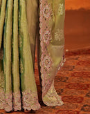 Pista Green Silk Woven Embroidery Stone Work Embellished Saree
